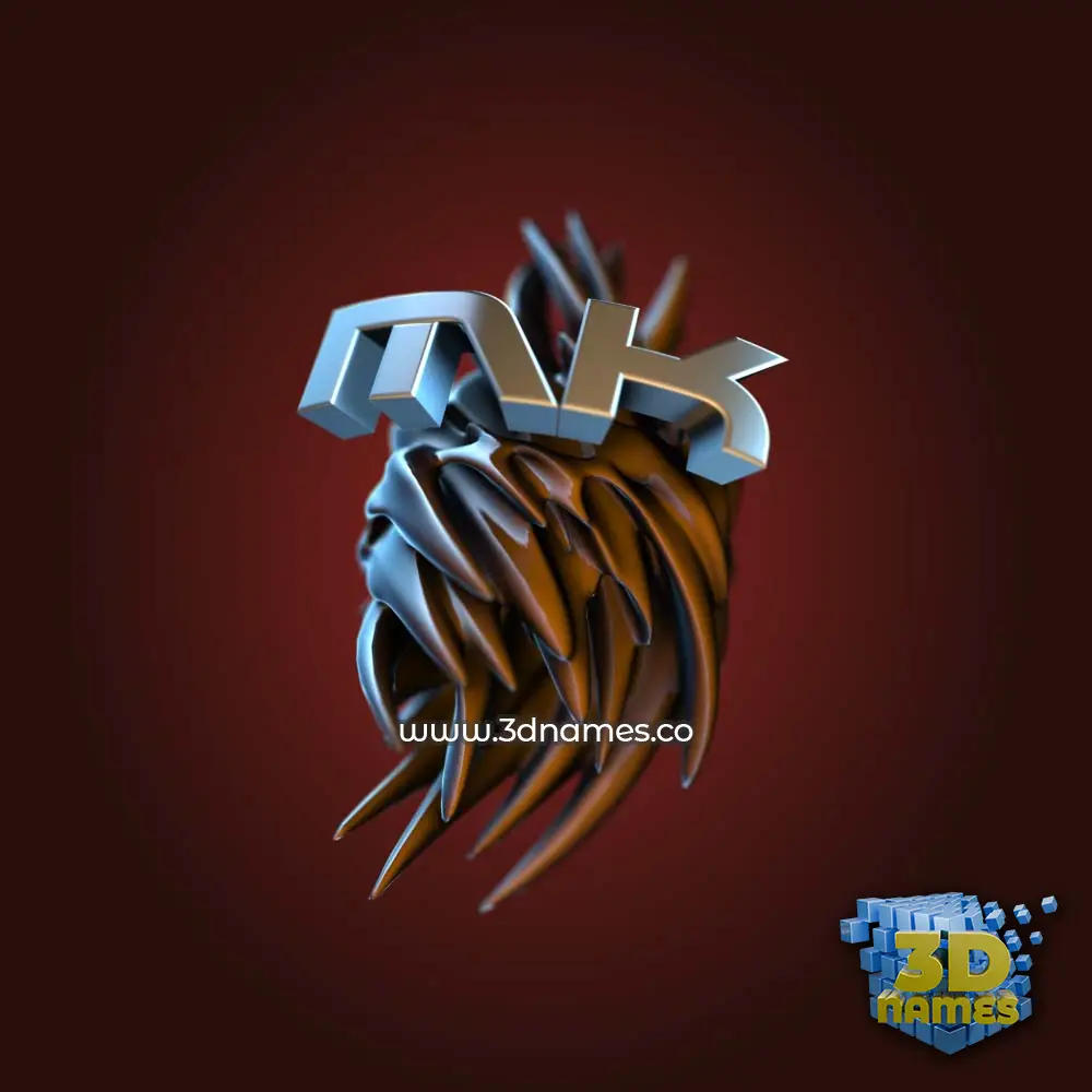 mk in Red Twisted style - 3D name wallpaper