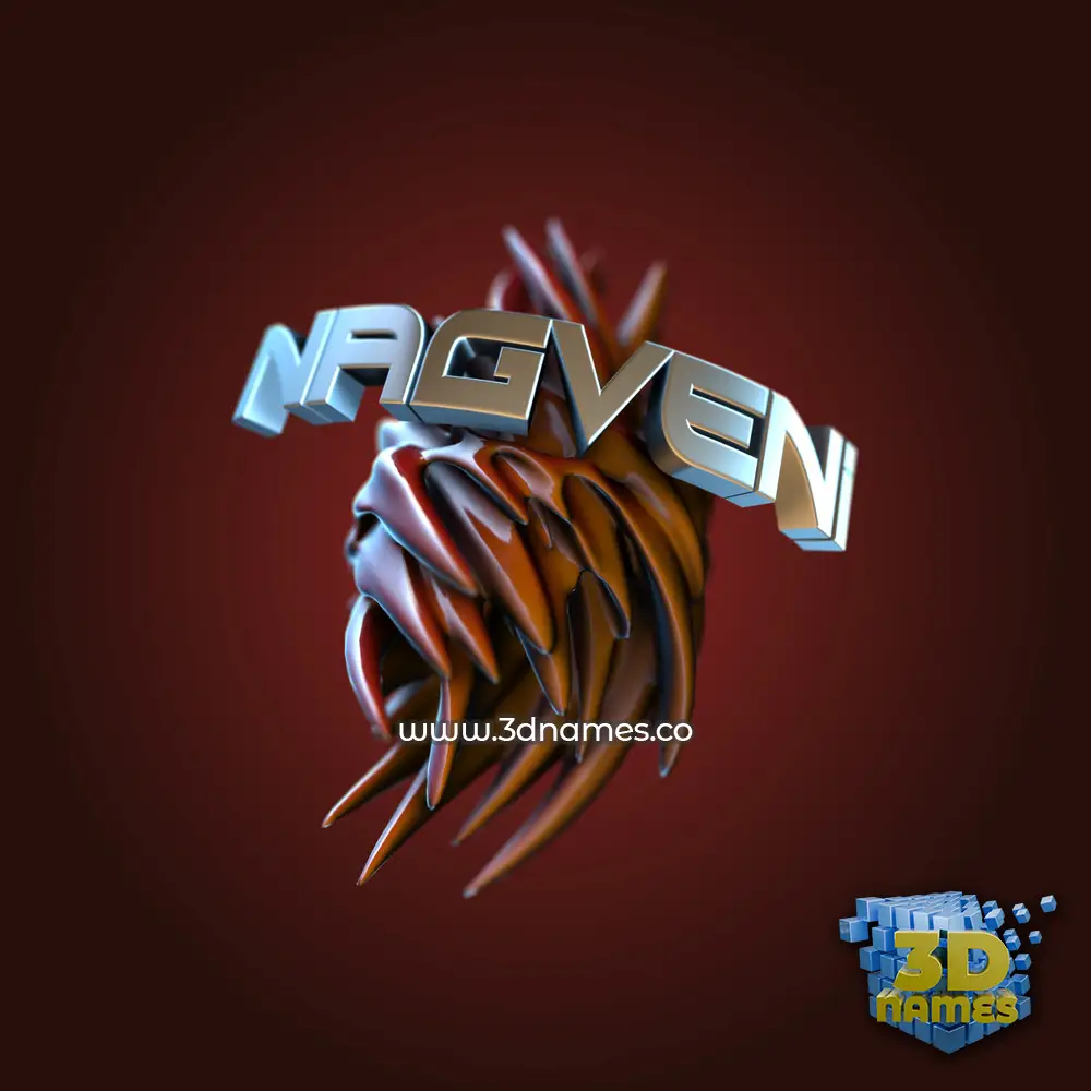 nagveni in Red Twisted style - 3D name wallpaper