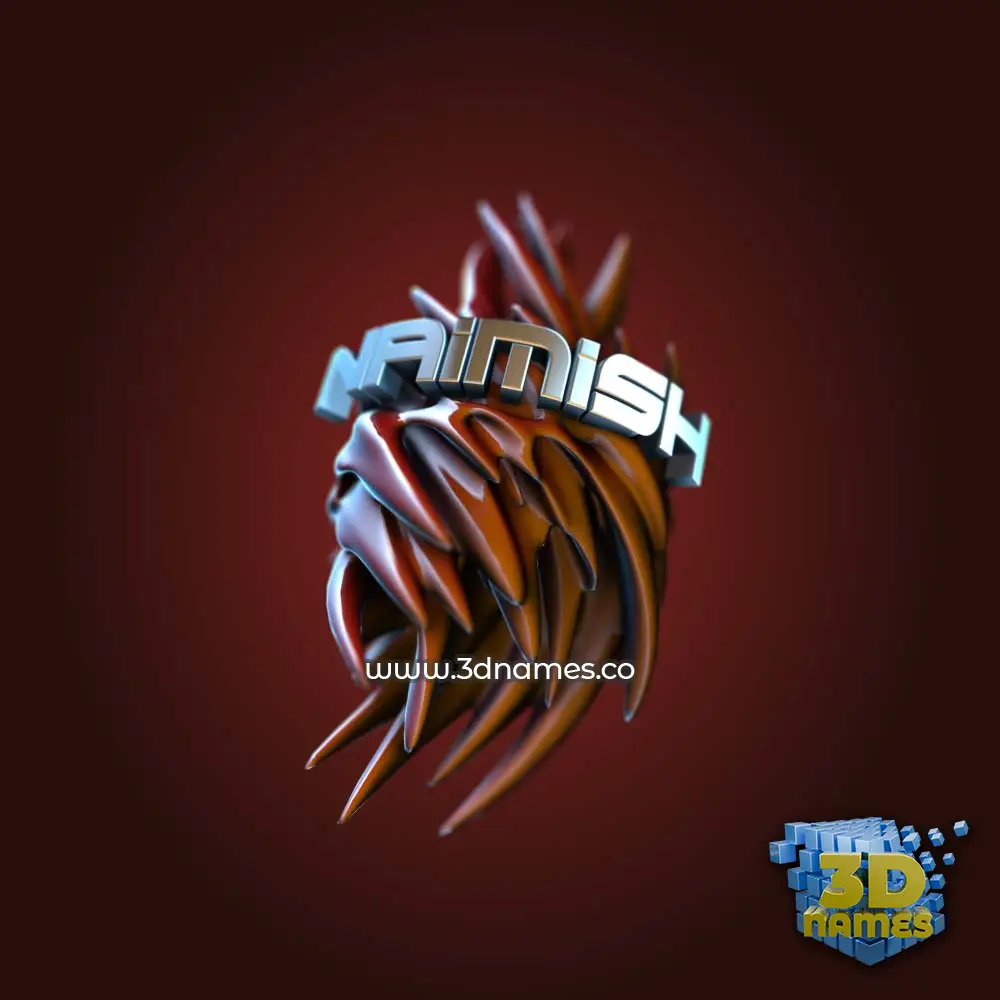 naimish in Red Twisted style - 3D name wallpaper
