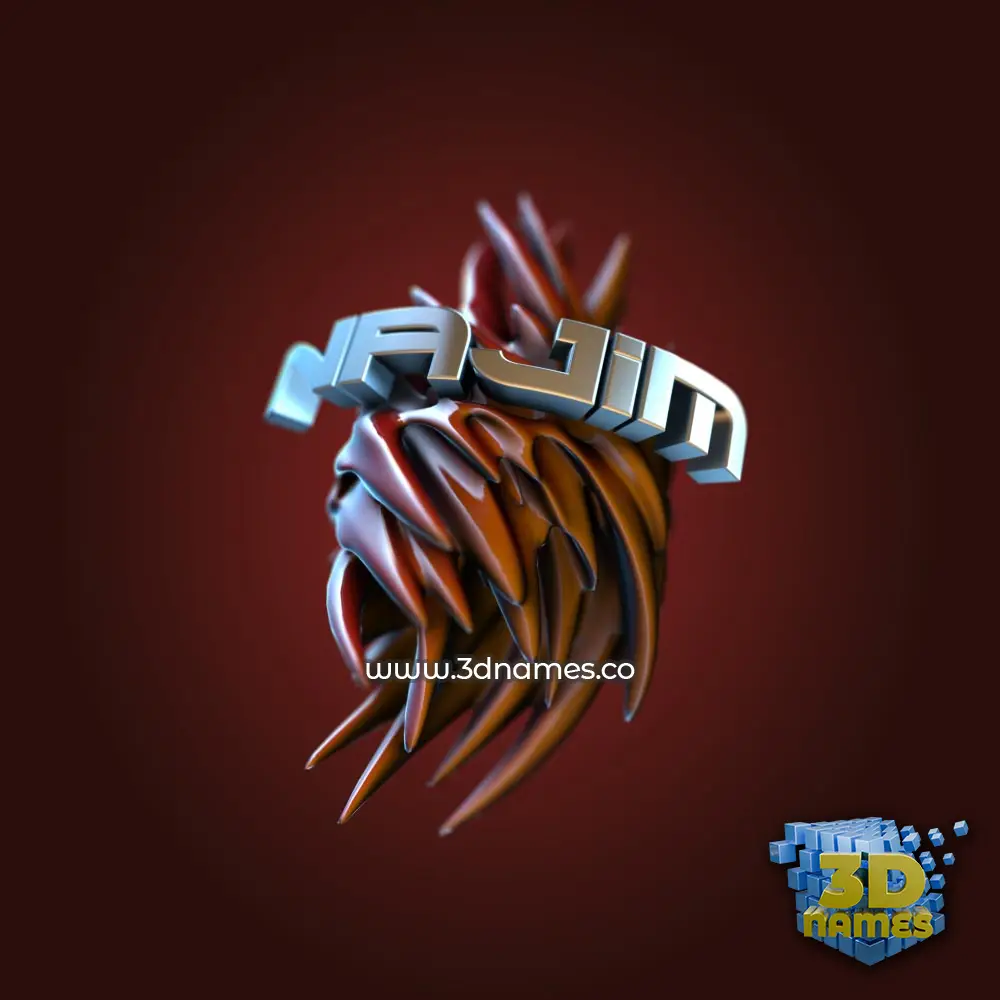 najim in Red Twisted style - 3D name wallpaper