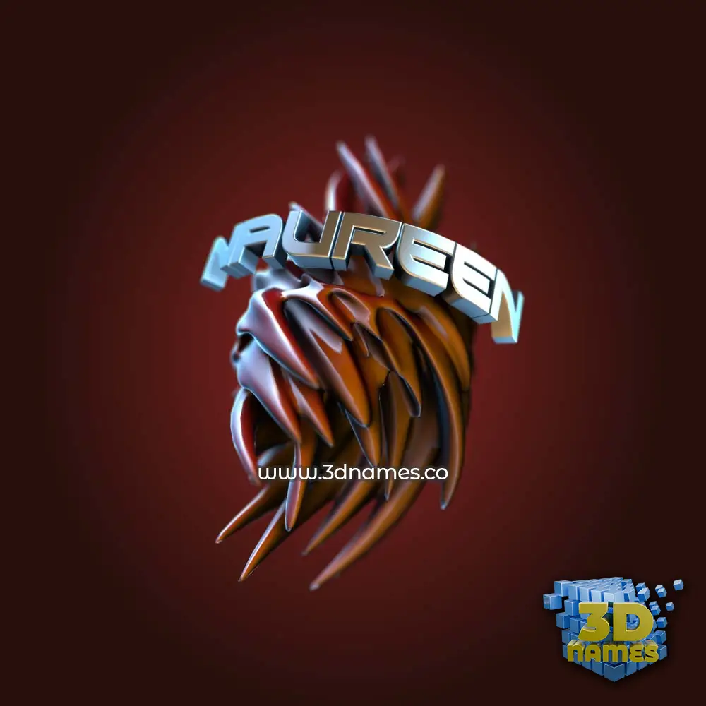 naureen in Red Twisted style - 3D name wallpaper