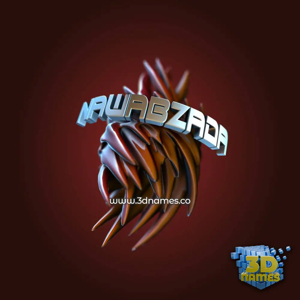 nawabzada in Red Twisted style - 3D name wallpaper