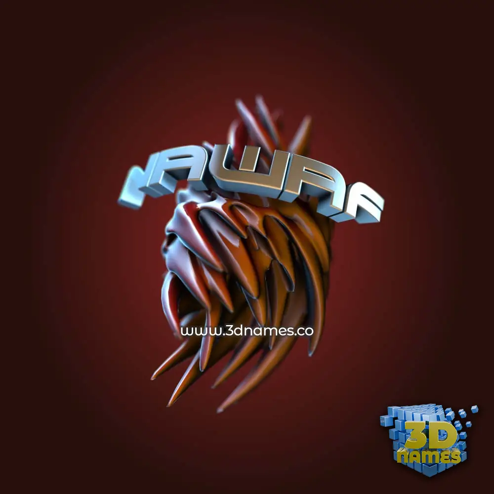 nawaf in Red Twisted style - 3D name wallpaper