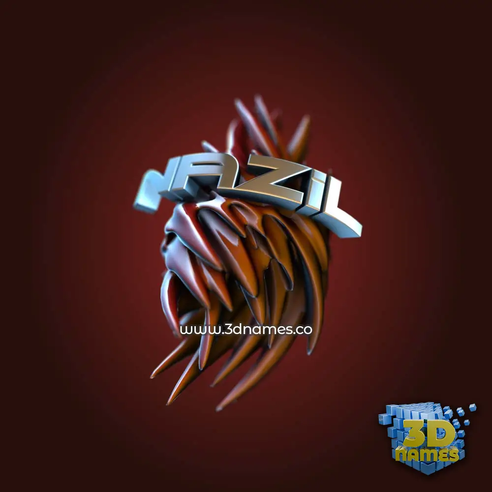 nazil in Red Twisted style - 3D name wallpaper