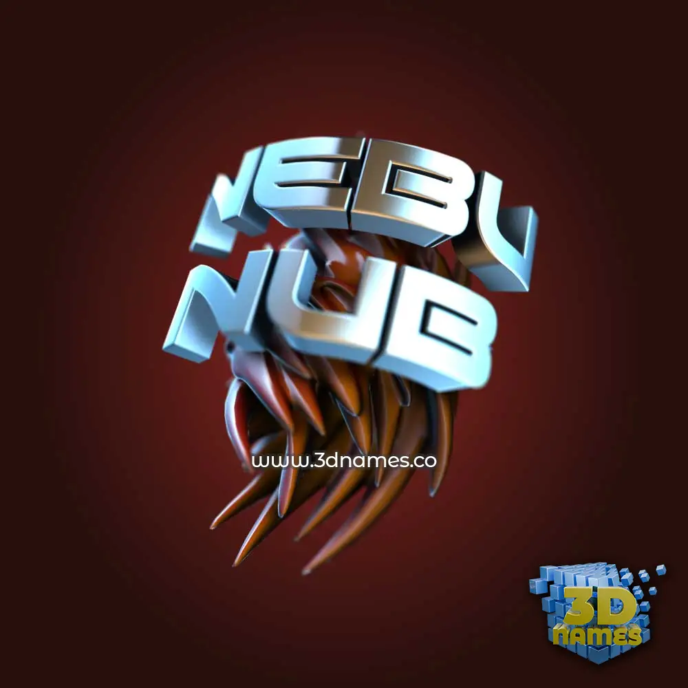 nebu nub in Red Twisted style - 3D name wallpaper