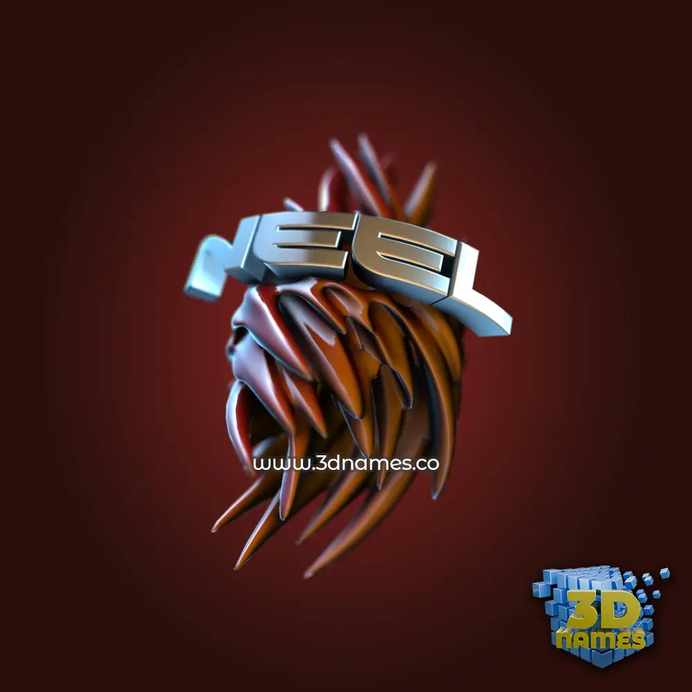 neel in Red Twisted style - 3D name wallpaper