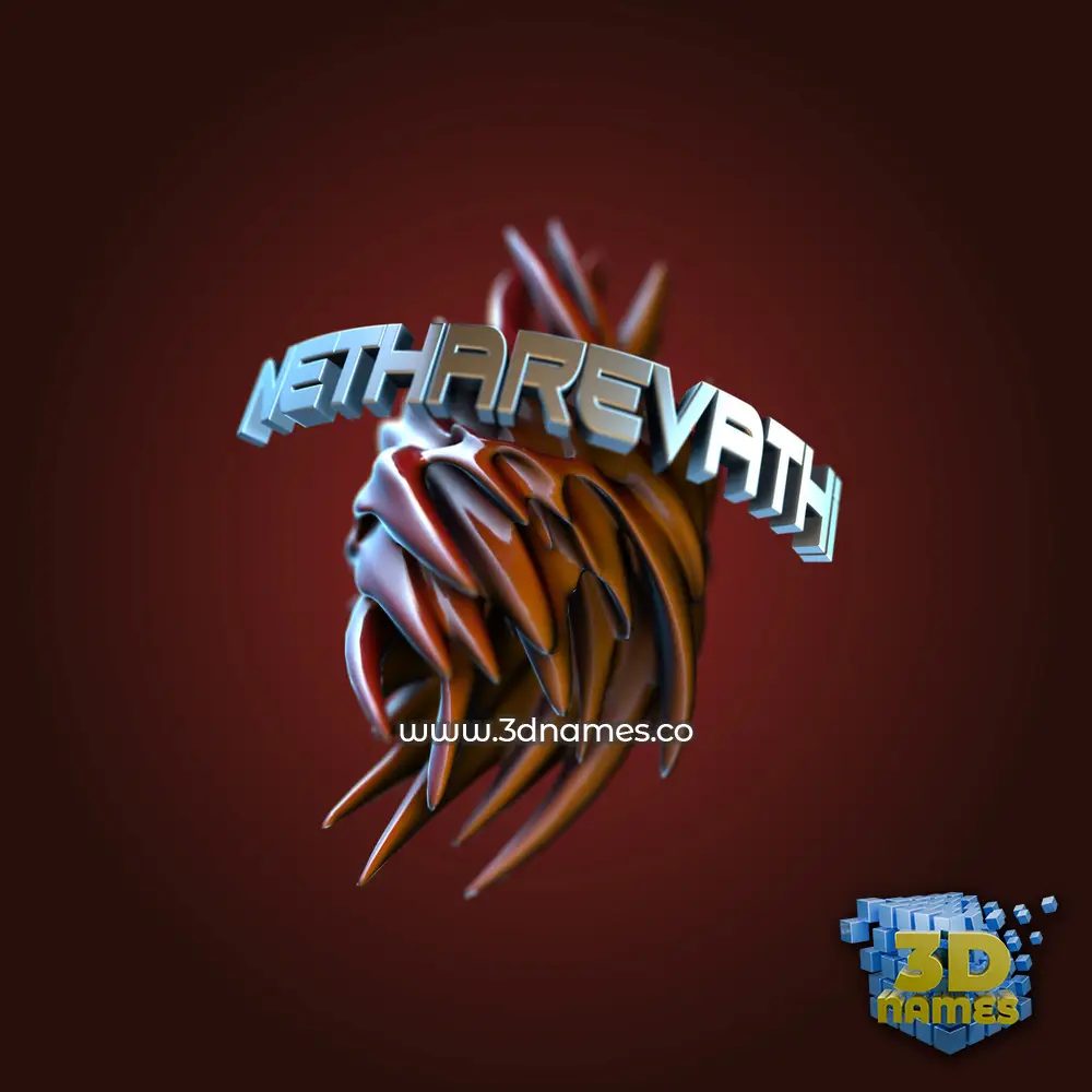 netharevathi in Red Twisted style - 3D name wallpaper