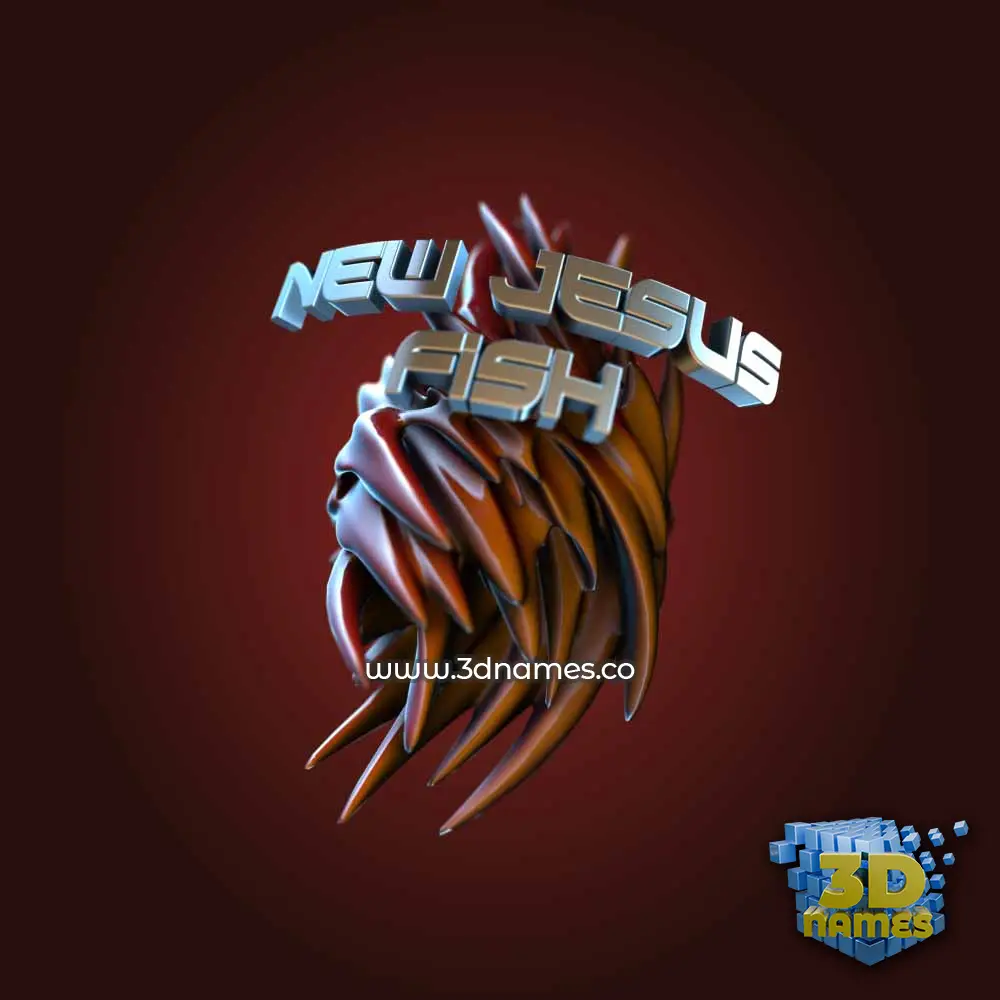 new jesus fish in Red Twisted style - 3D name wallpaper