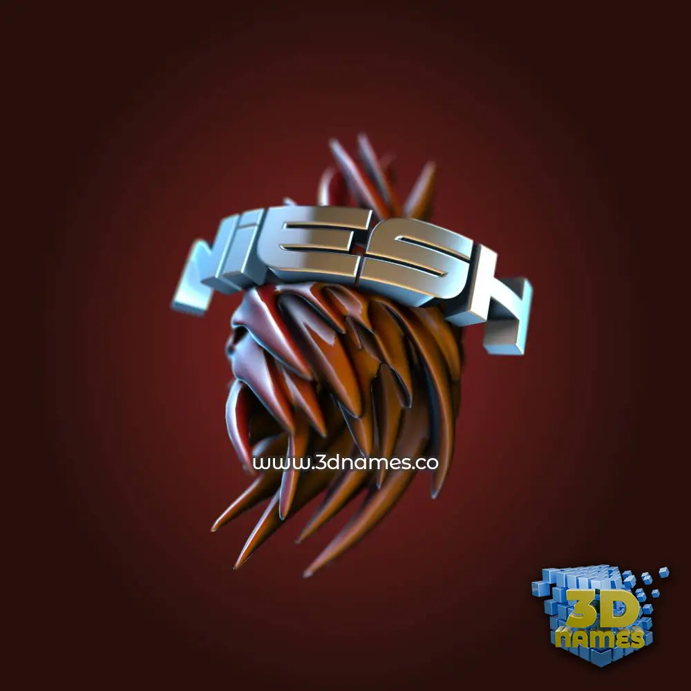 niesh in Red Twisted style - 3D name wallpaper