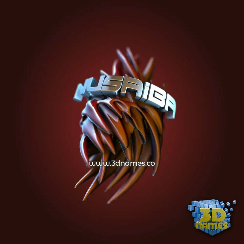 nusaiba in Red Twisted style - 3D name wallpaper