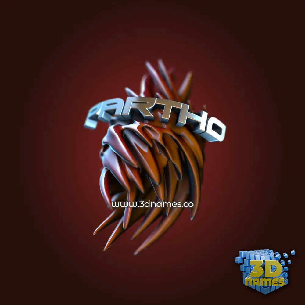 partho in Red Twisted style - 3D name wallpaper
