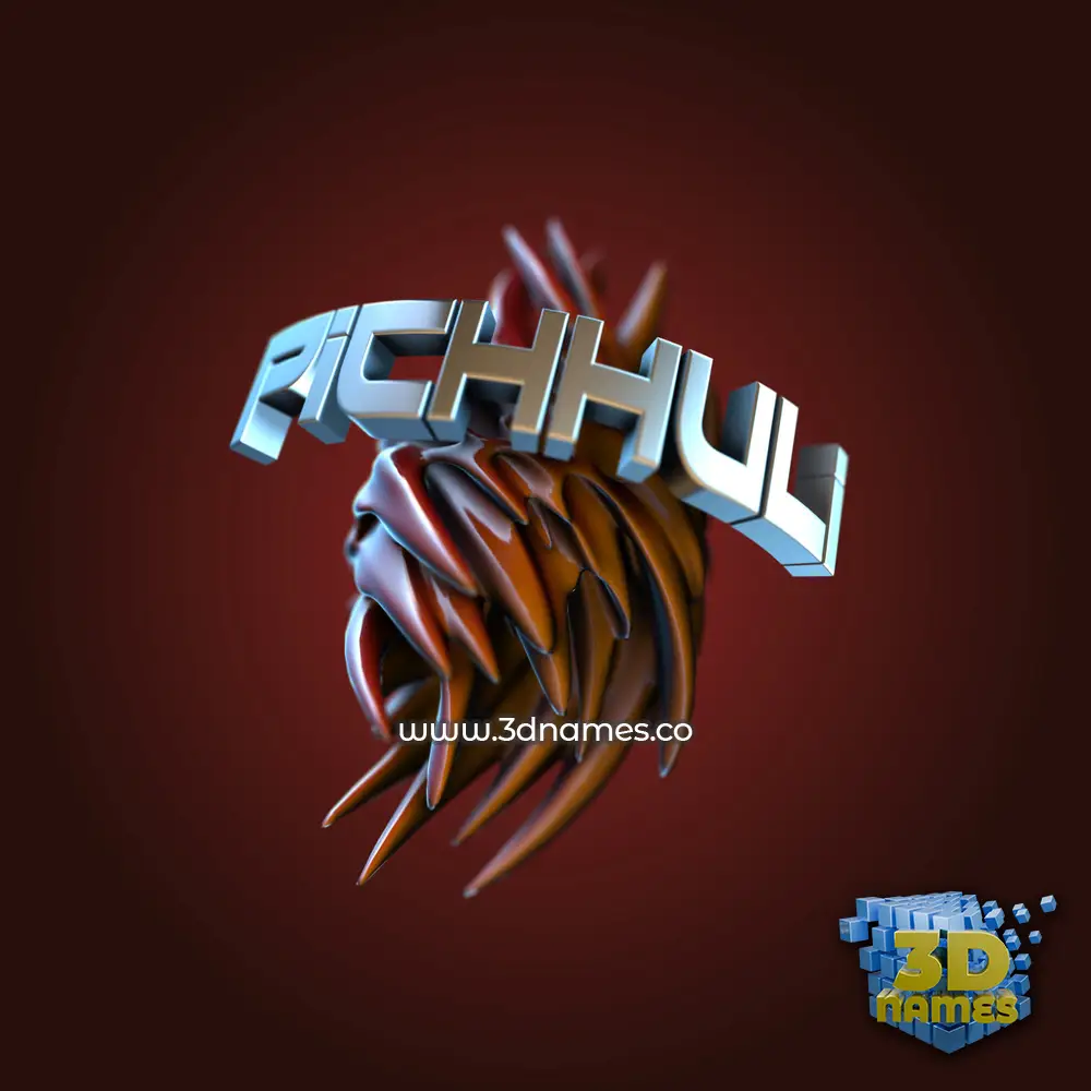 pichhuli in Red Twisted style - 3D name wallpaper