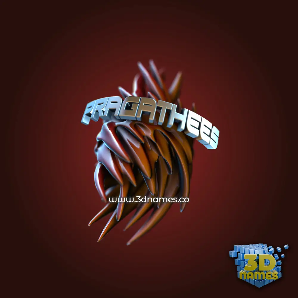 pragathees in Red Twisted style - 3D name wallpaper