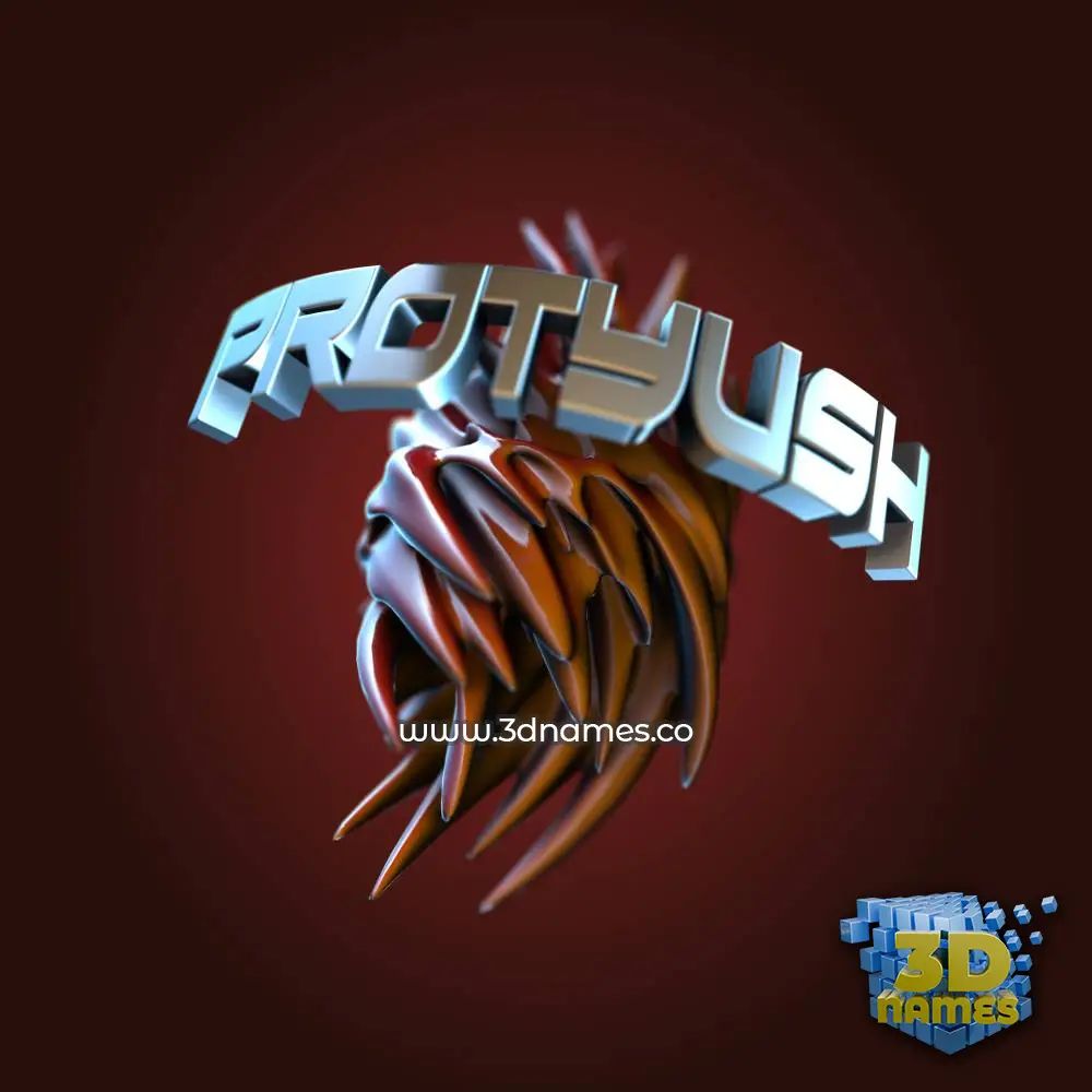 protyush in Red Twisted style - 3D name wallpaper