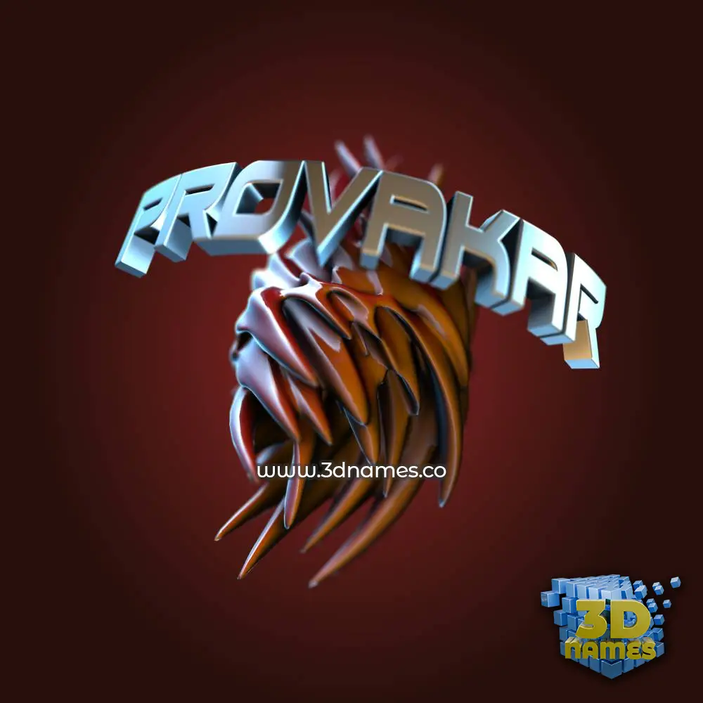 provakar in Red Twisted style - 3D name wallpaper