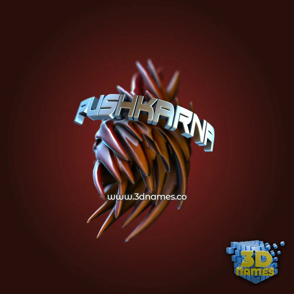 pushkarna in Red Twisted style - 3D name wallpaper