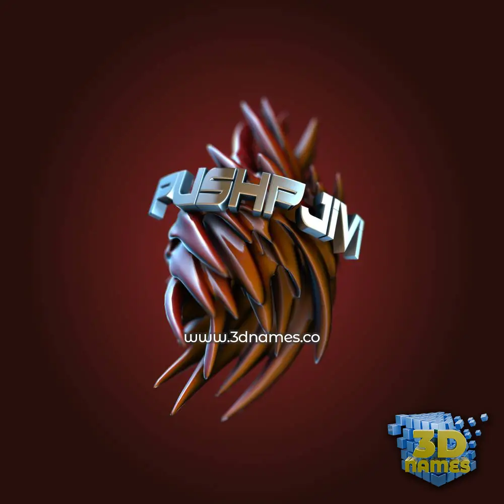 pushpjivi in Red Twisted style - 3D name wallpaper