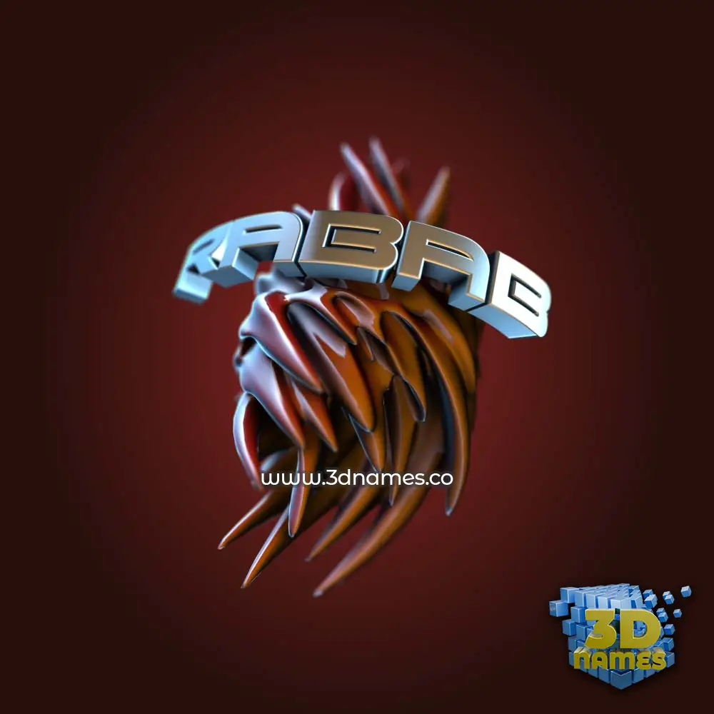 rabab in Red Twisted style - 3D name wallpaper