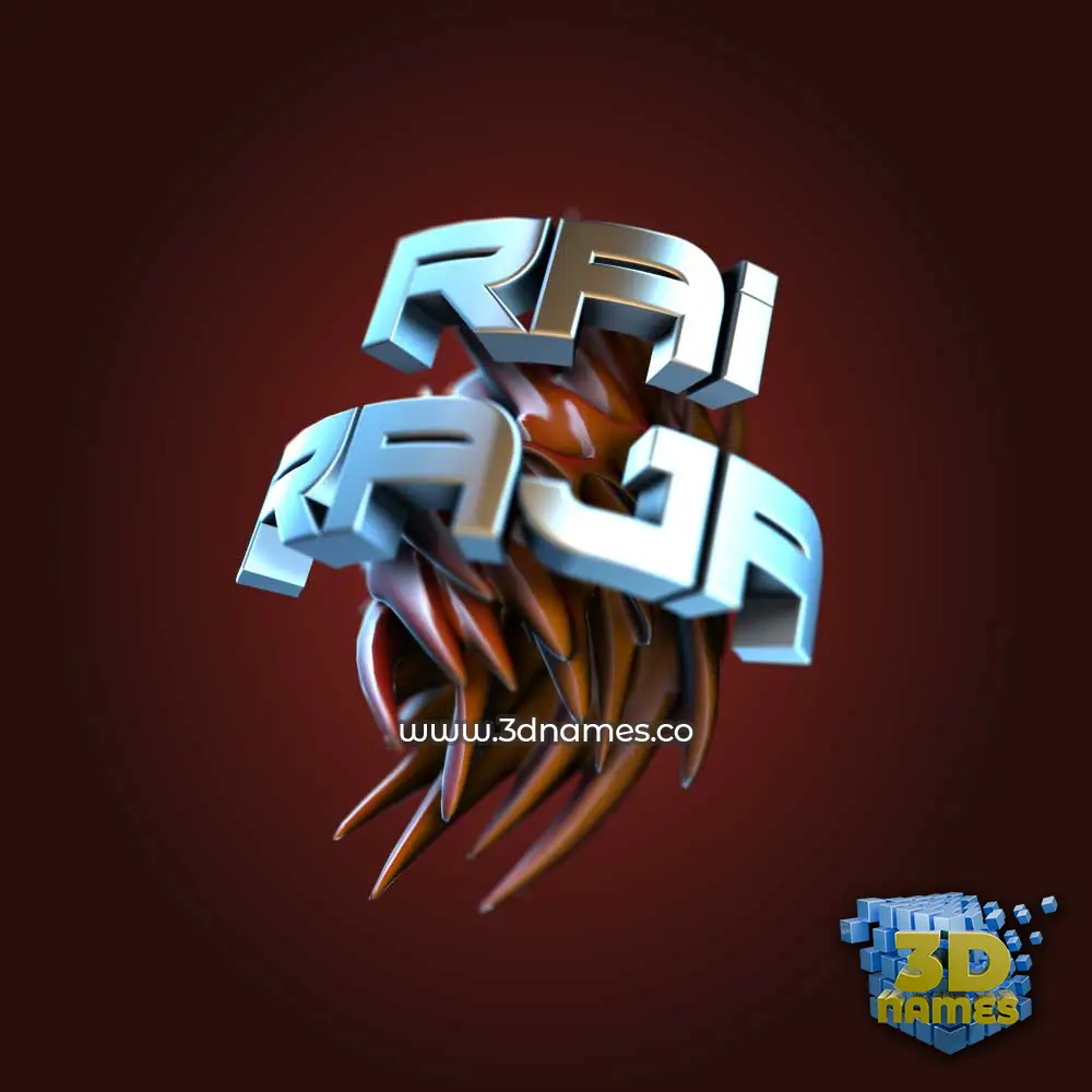 rai raja in Red Twisted style - 3D name wallpaper