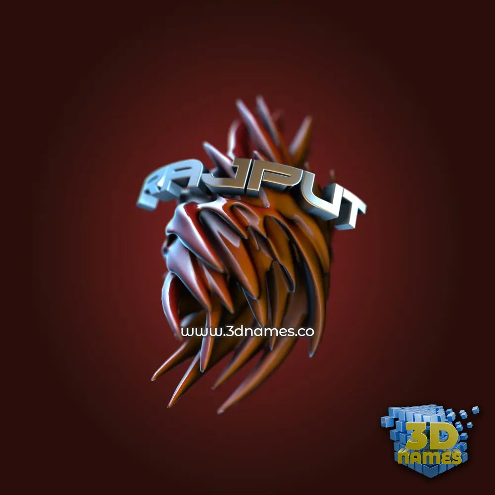 rajput in Red Twisted style - 3D name wallpaper
