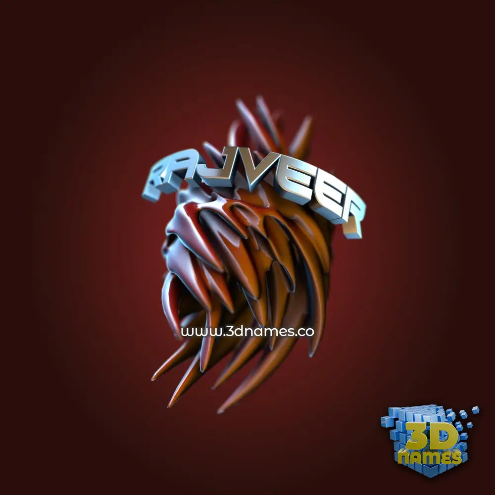 rajveer in Red Twisted style - 3D name wallpaper