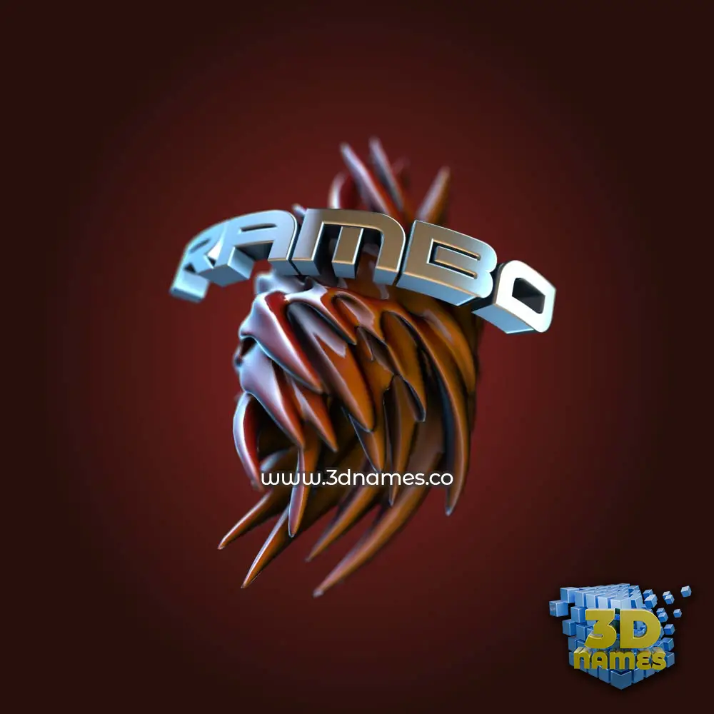 rambo in Red Twisted style - 3D name wallpaper