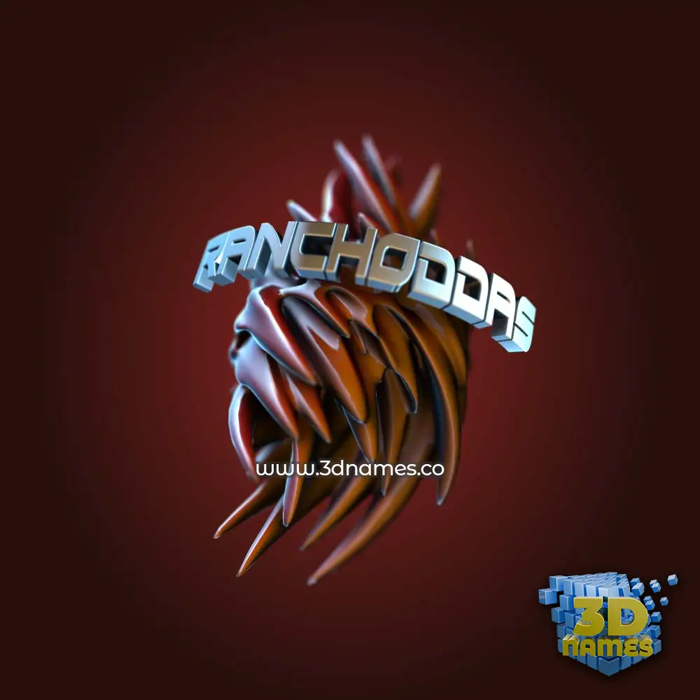 ranchoddas in Red Twisted style - 3D name wallpaper