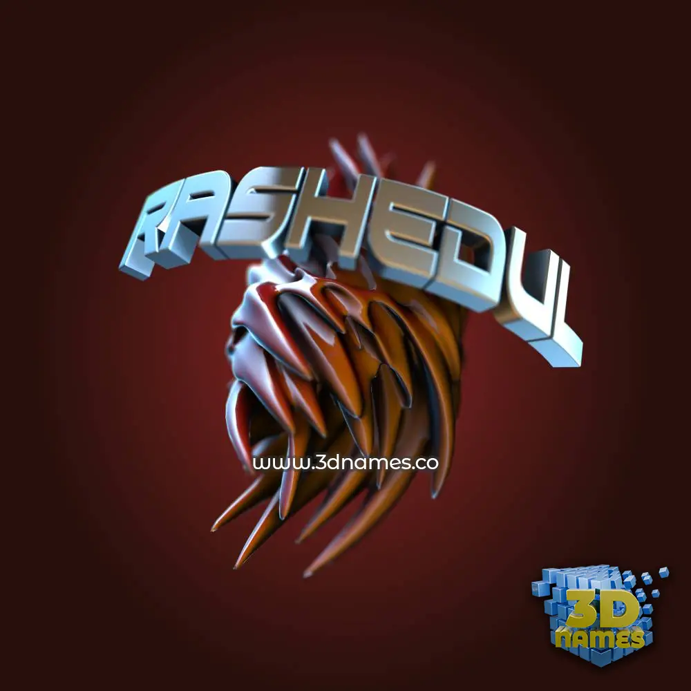 rashedul in Red Twisted style - 3D name wallpaper