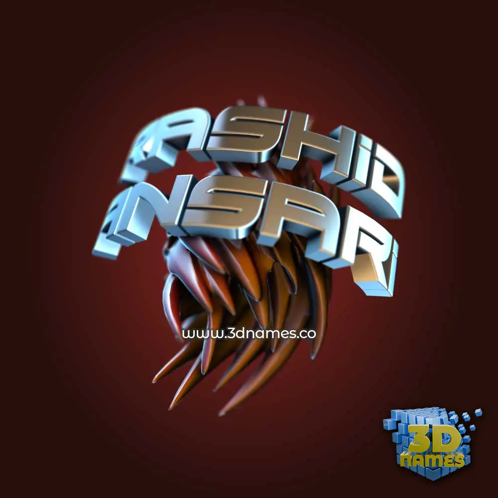 rashid ansari in Red Twisted style - 3D name wallpaper