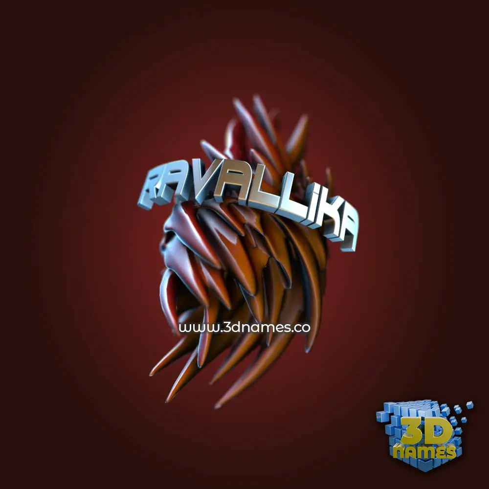 ravallika in Red Twisted style - 3D name wallpaper