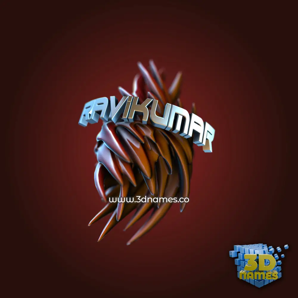 ravikumar in Red Twisted style - 3D name wallpaper