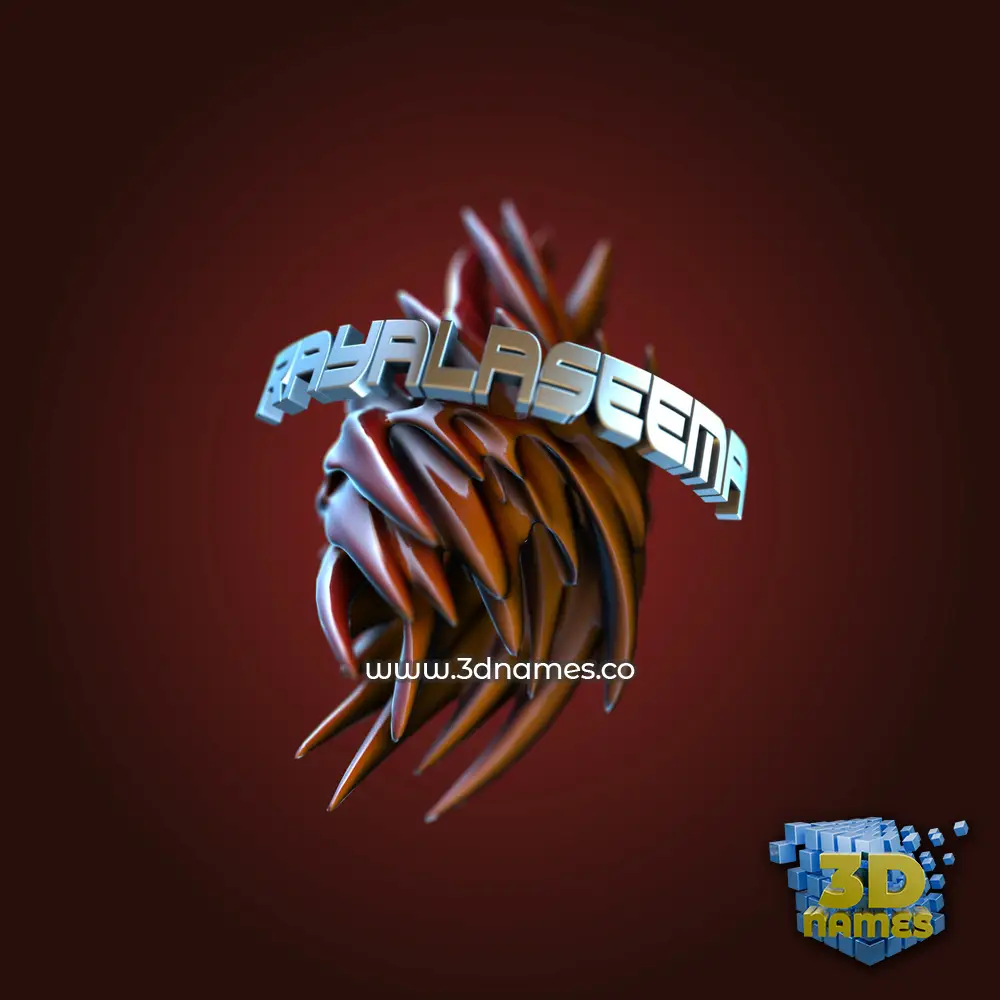 rayalaseema in Red Twisted style - 3D name wallpaper