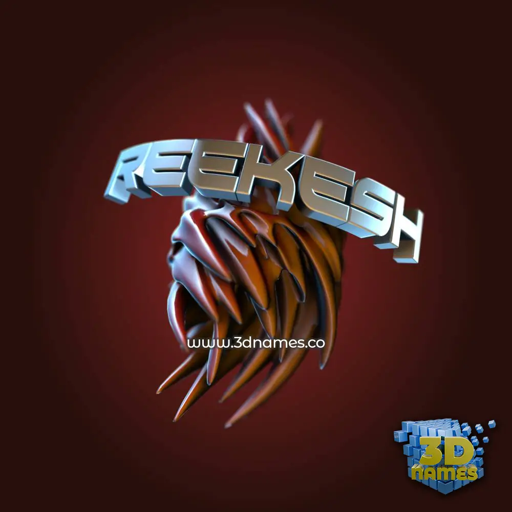 reekesh in Red Twisted style - 3D name wallpaper