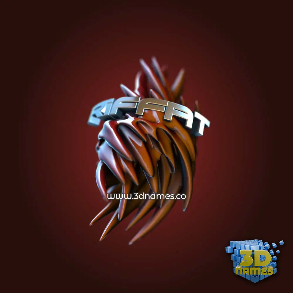 riffat in Red Twisted style - 3D name wallpaper