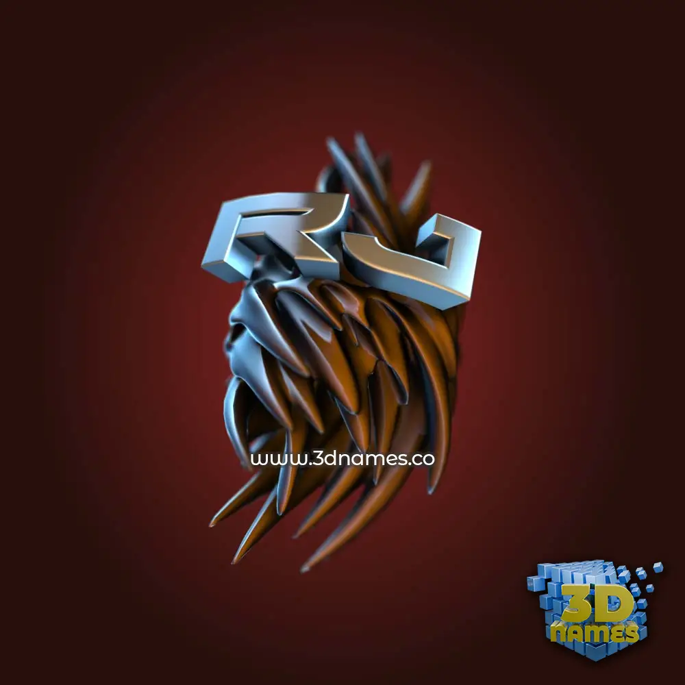 rj in Red Twisted style - 3D name wallpaper