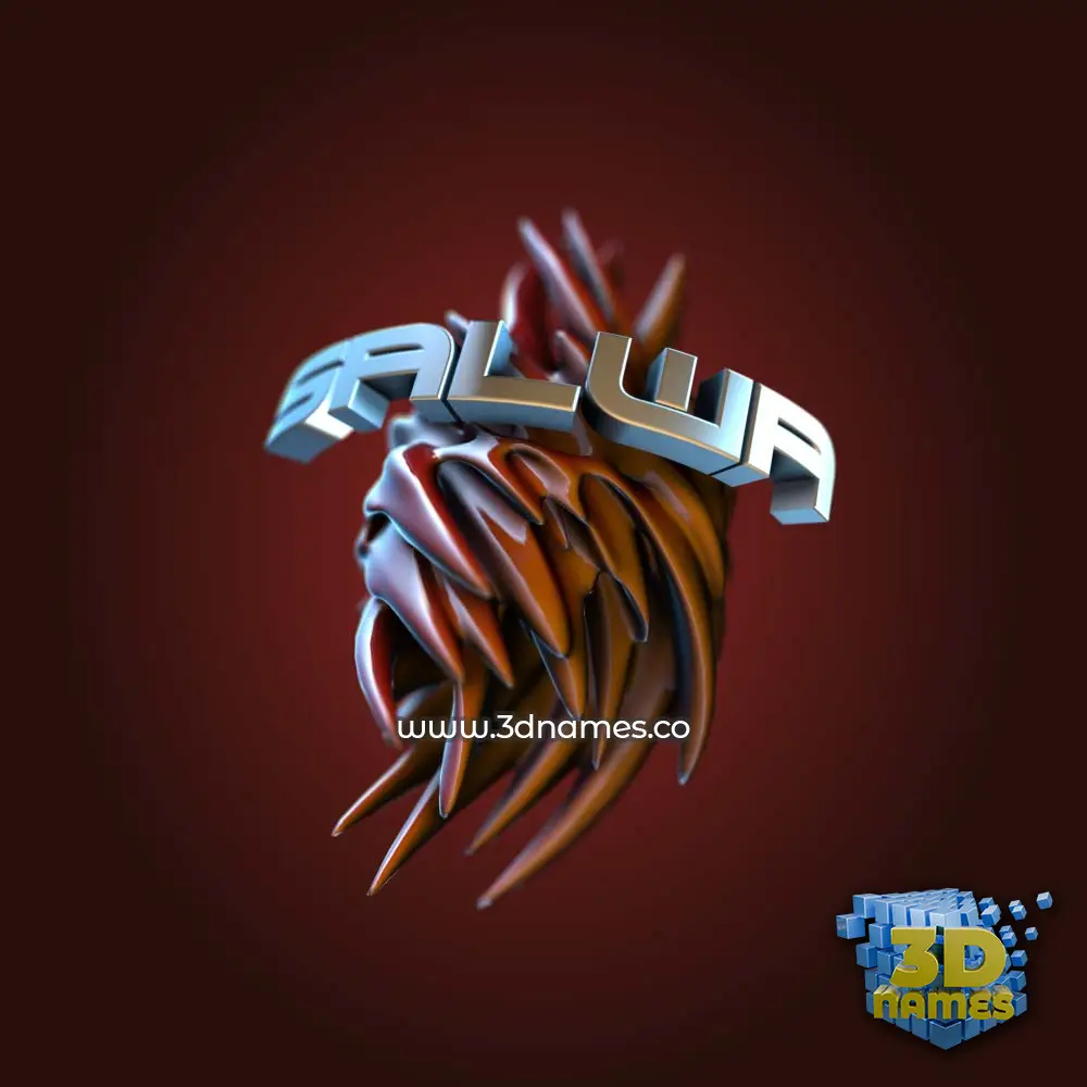 salwa in Red Twisted style - 3D name wallpaper
