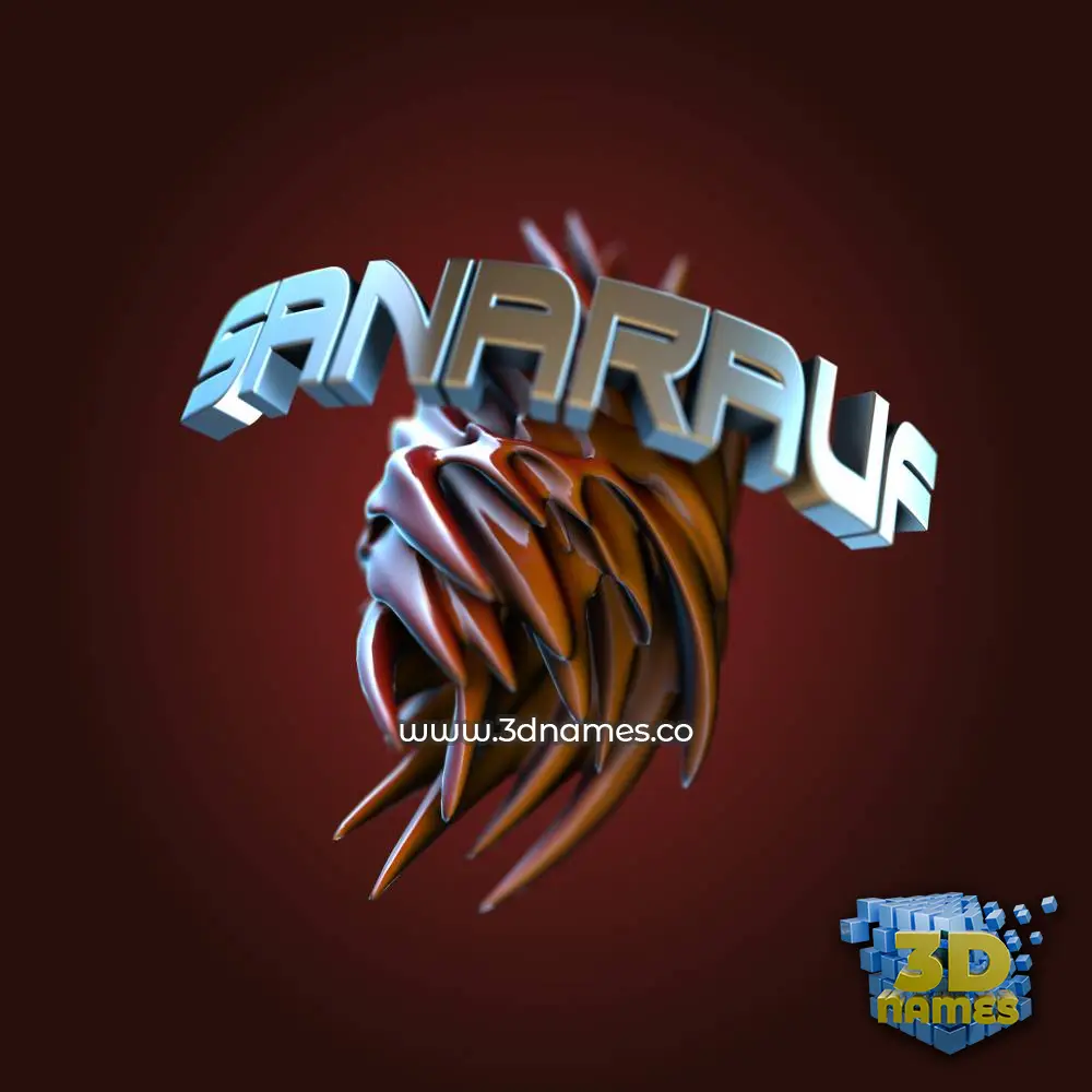 sanarauf in Red Twisted style - 3D name wallpaper