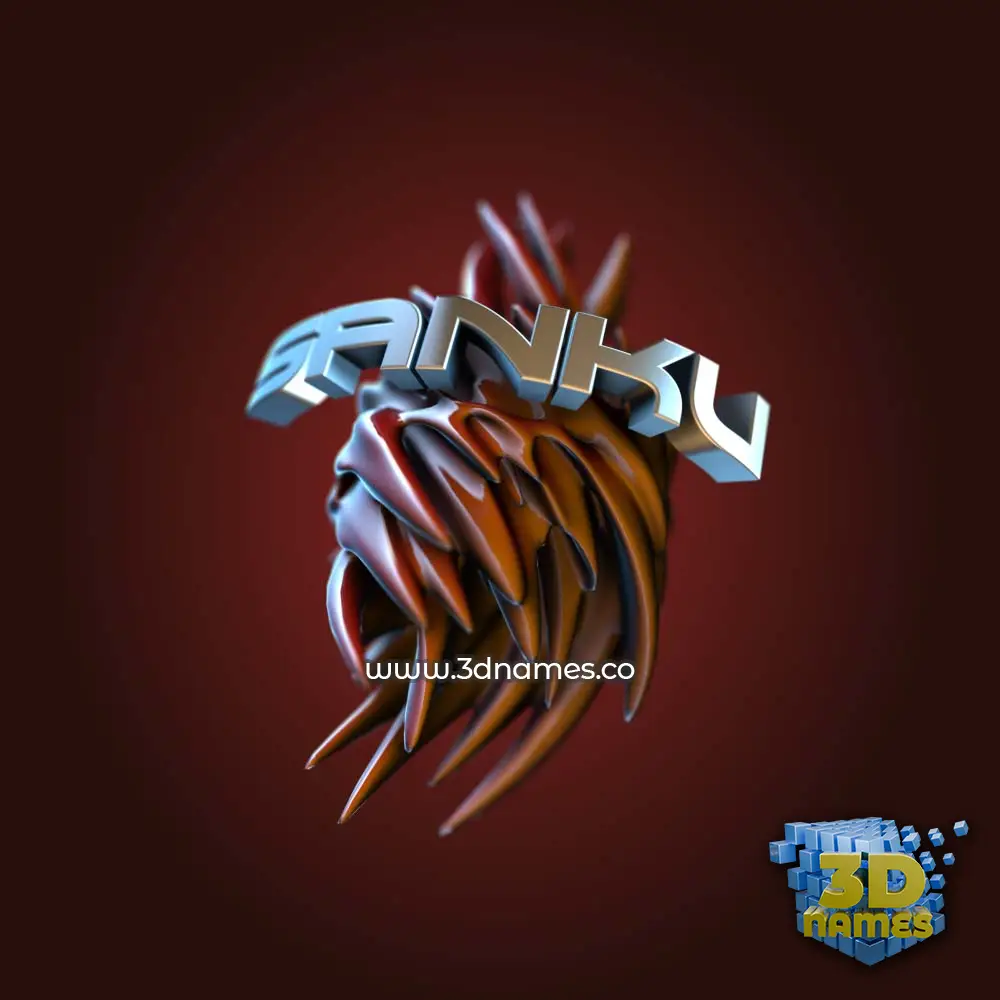 sanku in Red Twisted style - 3D name wallpaper