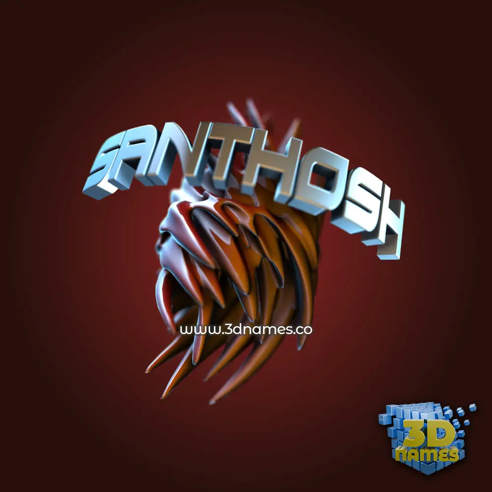santhosh in Red Twisted style - 3D name wallpaper