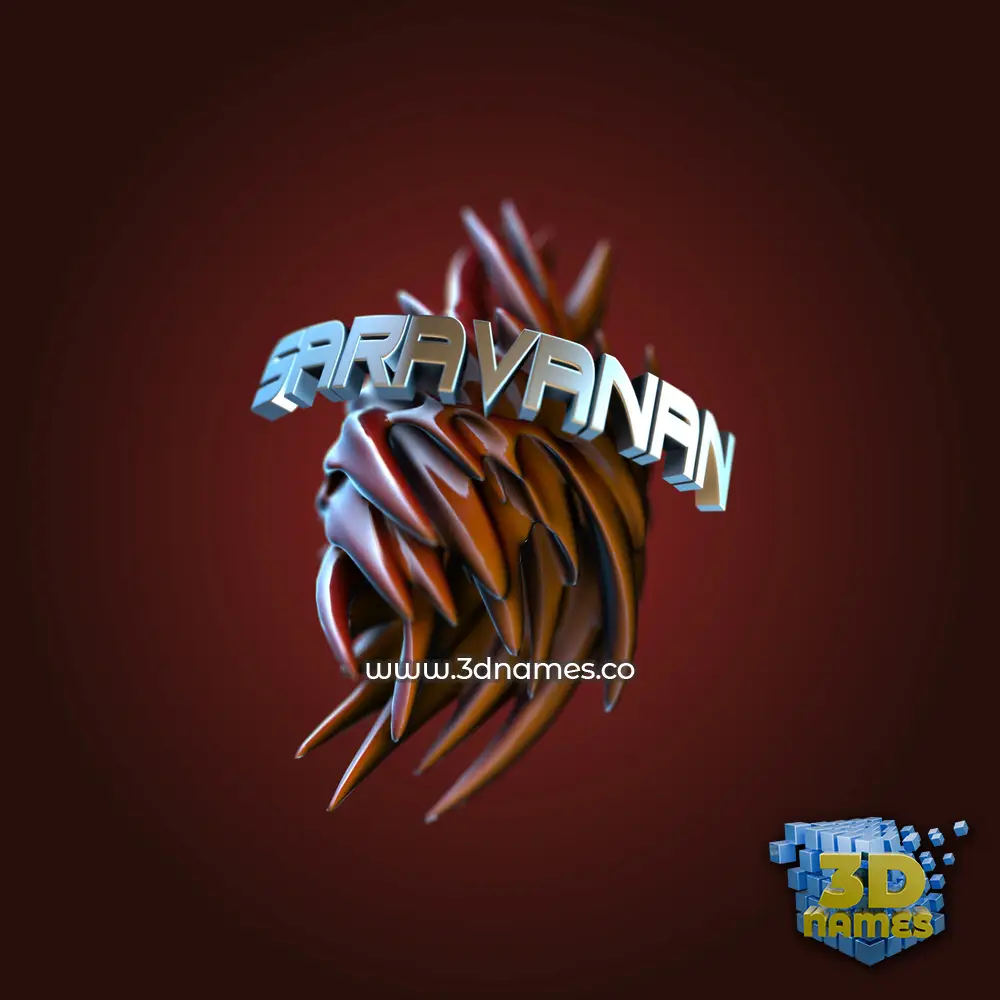 saravanan in Red Twisted style - 3D name wallpaper