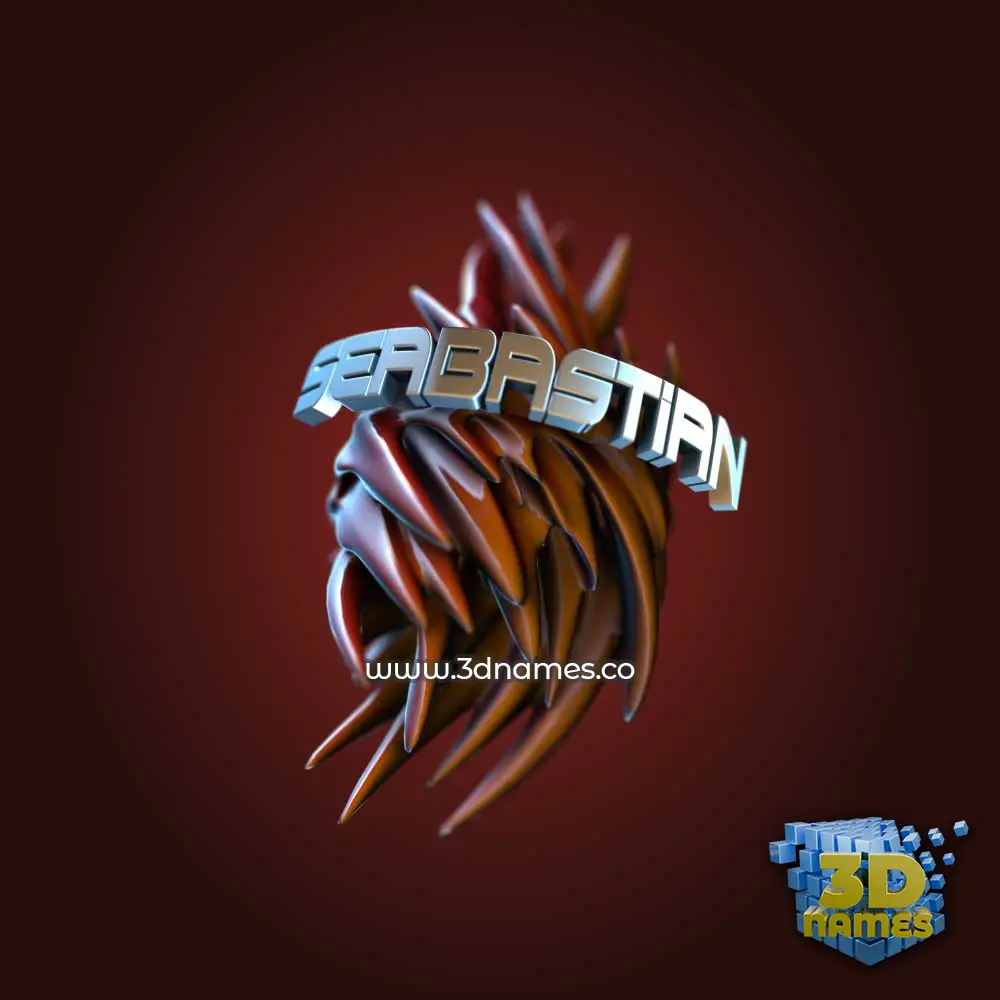 seabastian in Red Twisted style - 3D name wallpaper