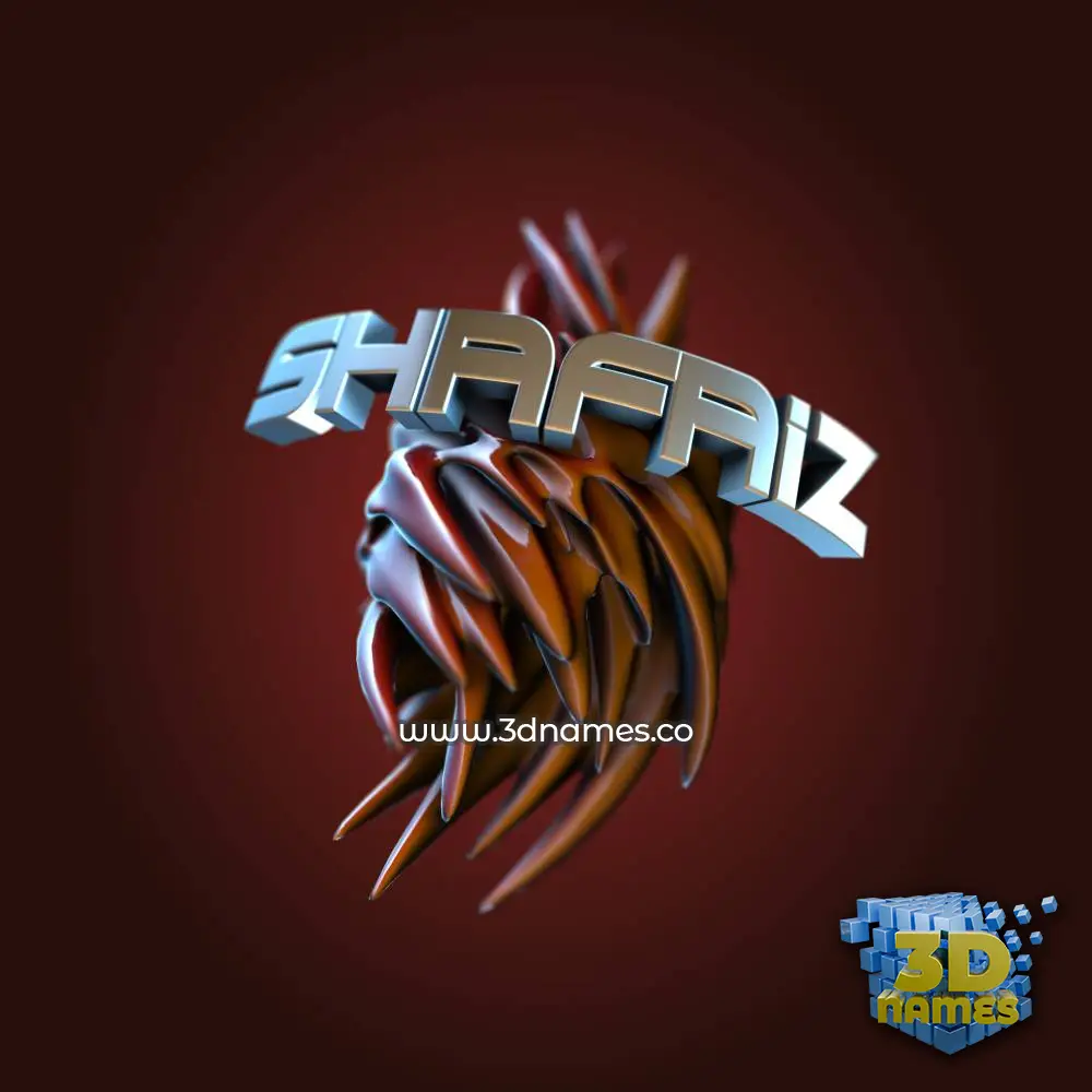 shafaiz in Red Twisted style - 3D name wallpaper