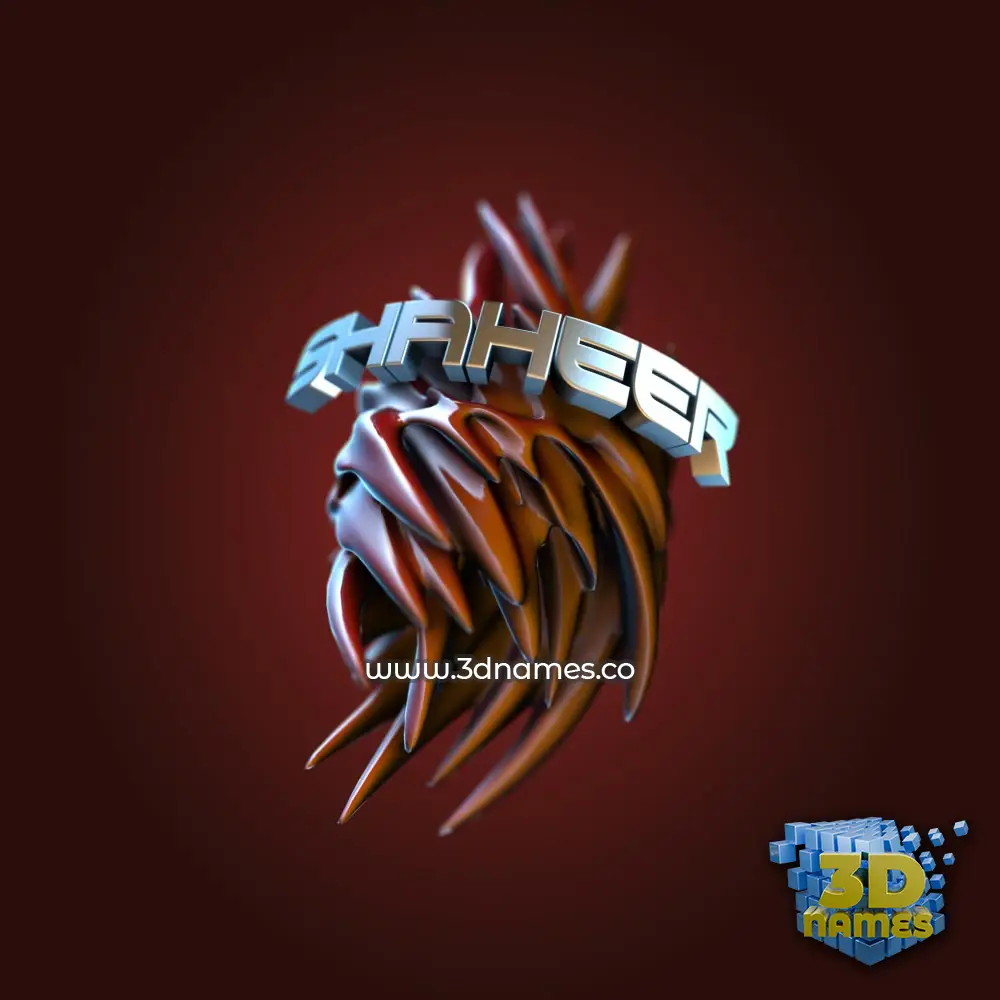 shaheer in Red Twisted style - 3D name wallpaper