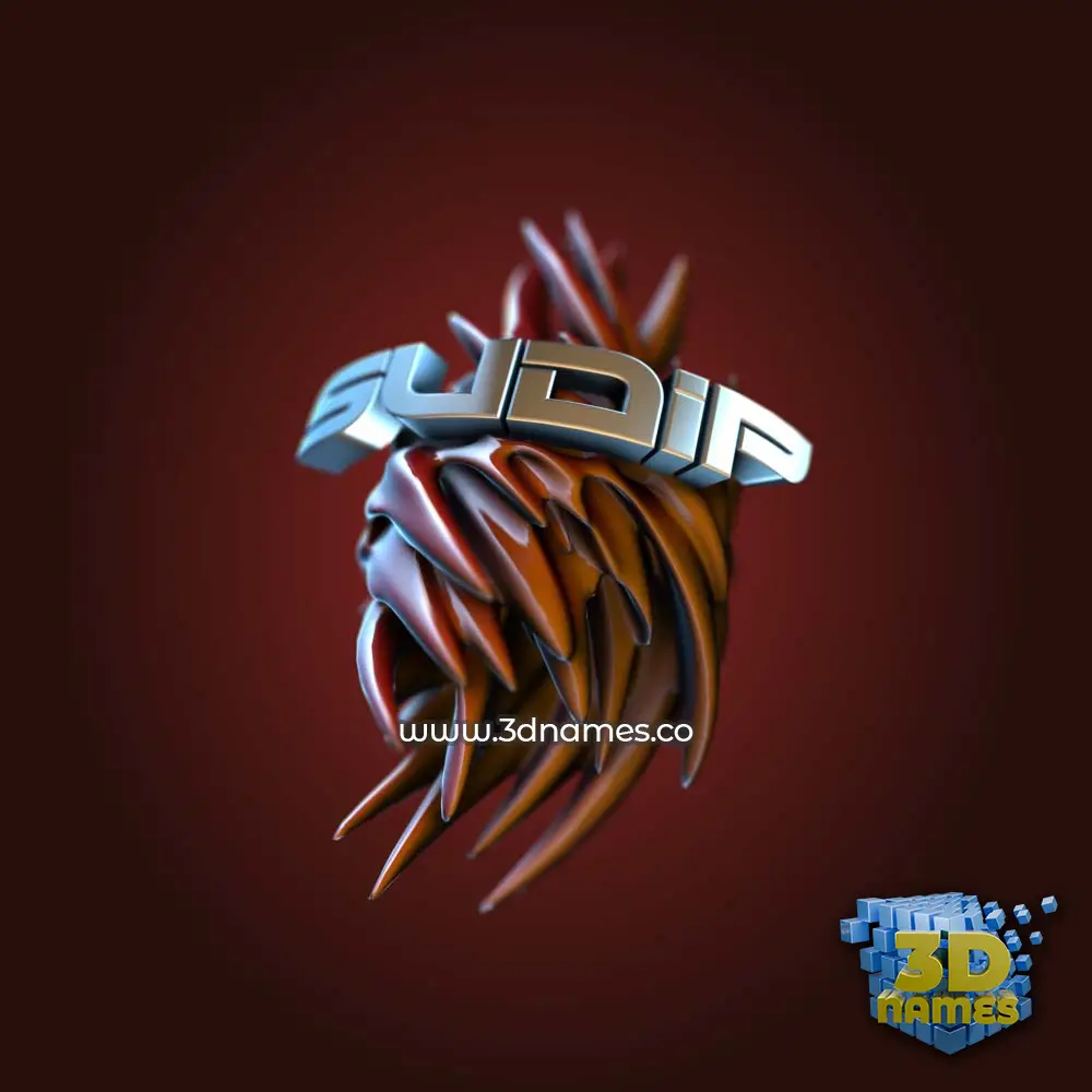 sudip in Red Twisted style - 3D name wallpaper