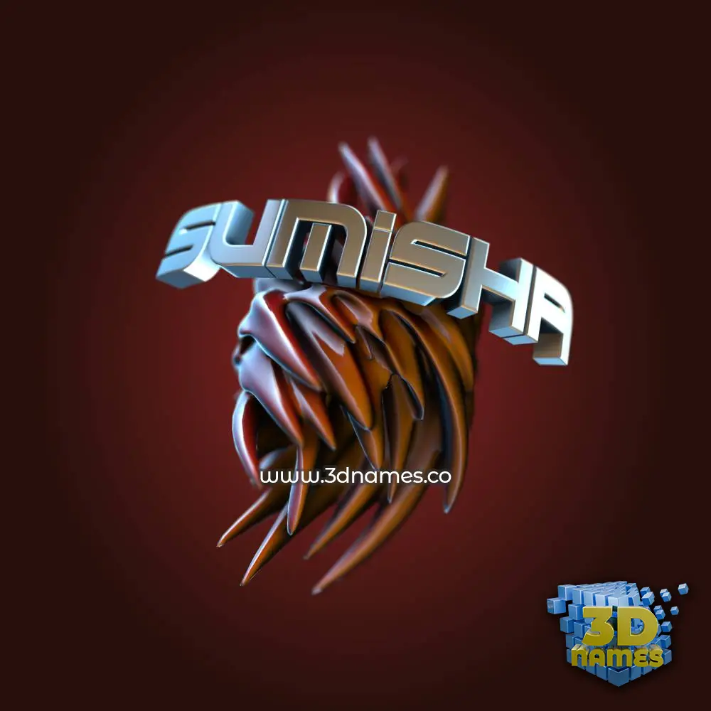 sumisha in Red Twisted style - 3D name wallpaper