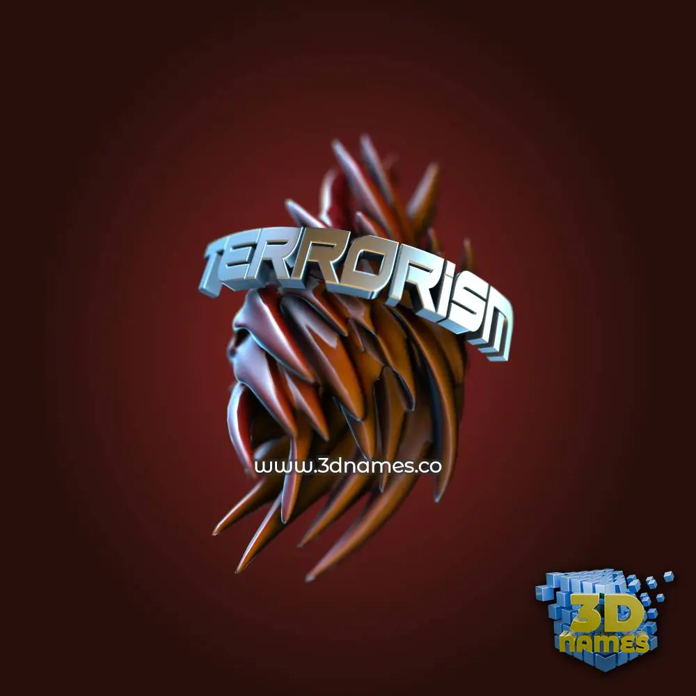 terrorism in Red Twisted style - 3D name wallpaper