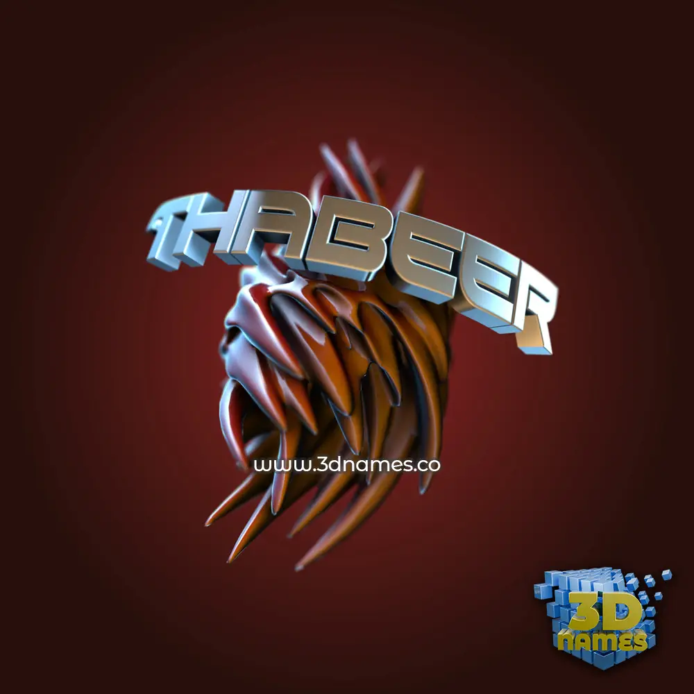 thabeer in Red Twisted style - 3D name wallpaper
