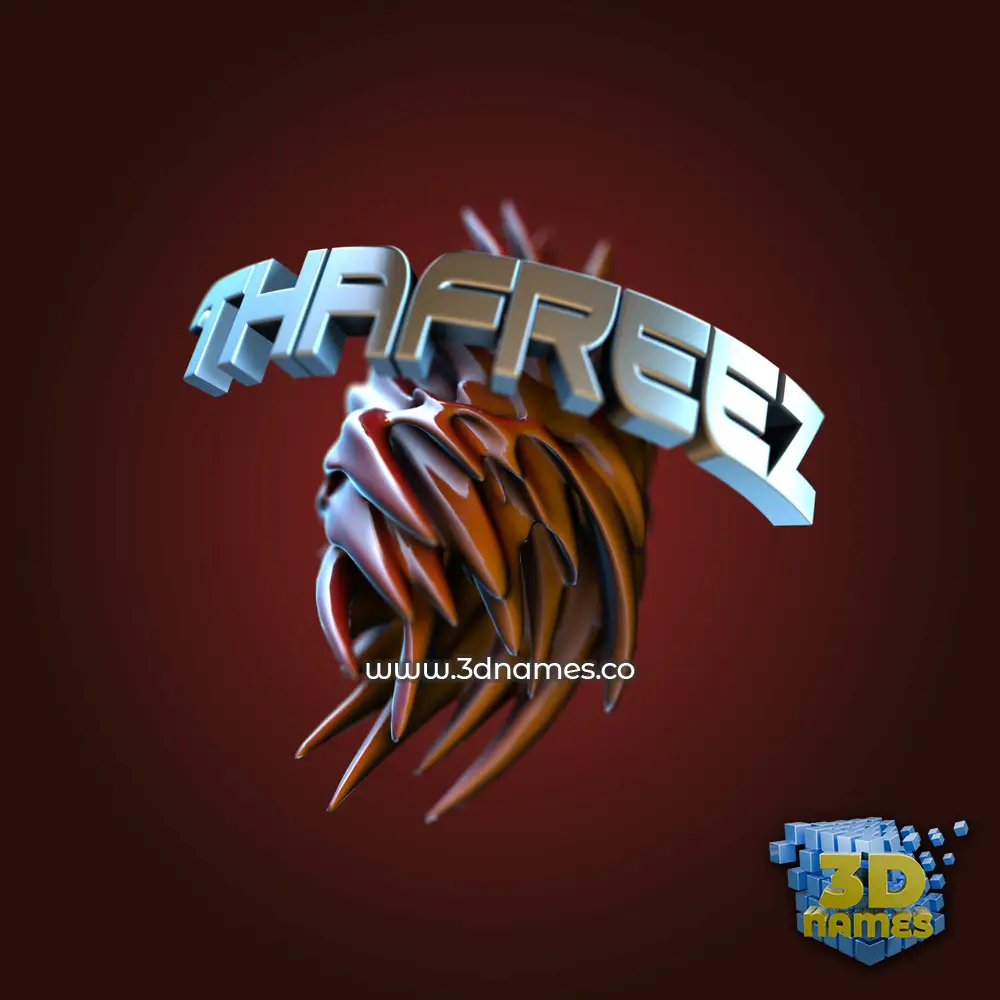 thafreez in Red Twisted style - 3D name wallpaper
