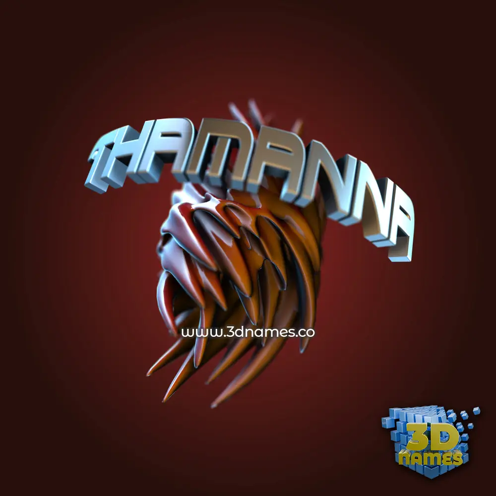 thamanna in Red Twisted style - 3D name wallpaper