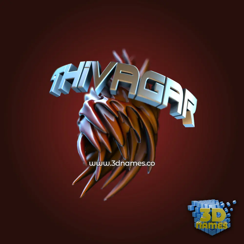 thivagar in Red Twisted style - 3D name wallpaper